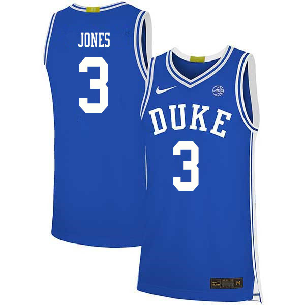 2020 Men #3 Tre Jones Duke Blue Devils College Basketball Jerseys Sale-Blue